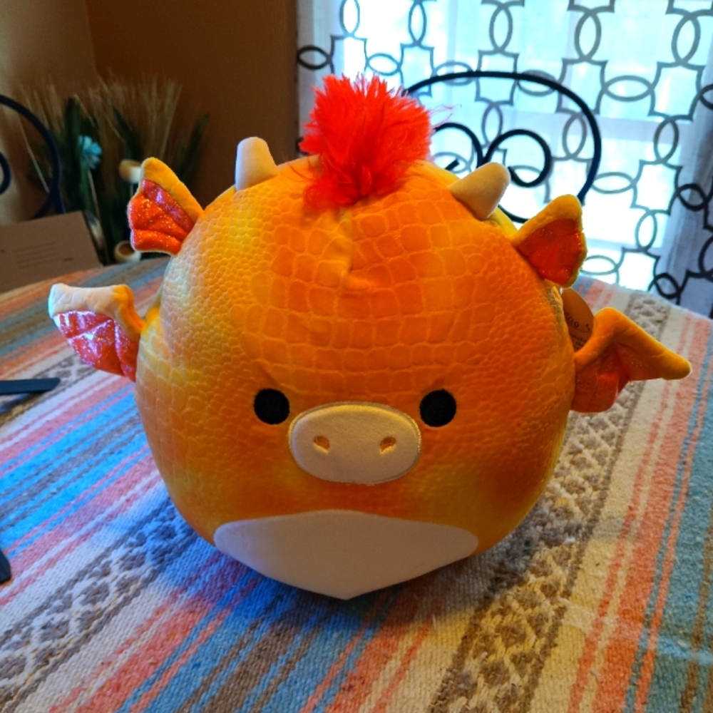 NEW Large 16" Squishmallow Dieric the Yellow Dragon Red Hair 2024 With Tag NWT